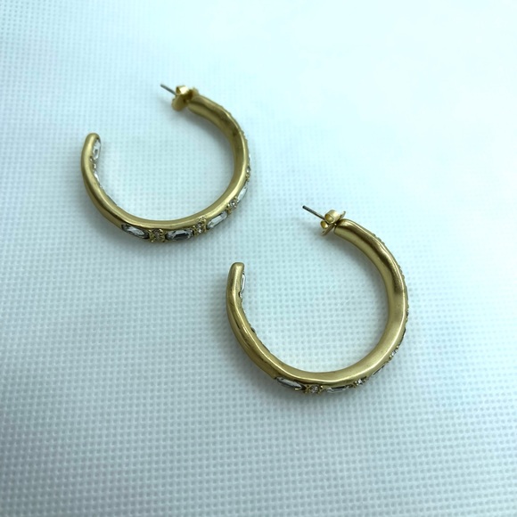 Badgley Mischka Crystal Stone Hoop Earrings - Picture 5 of 6